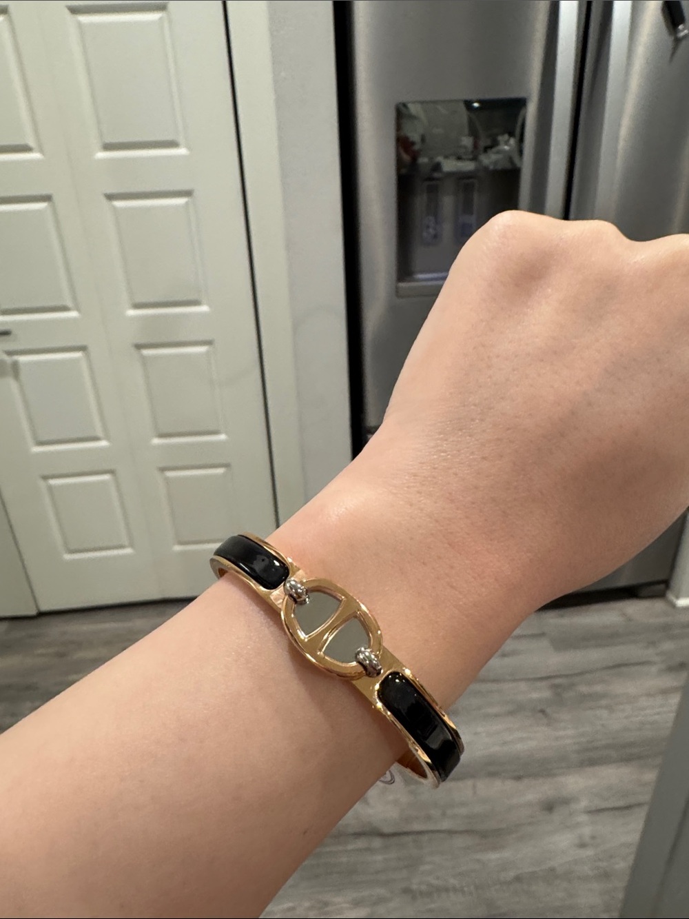 H Style Mini Clic Chaine d’Ancre Bracelet – Black Enamel & Gold